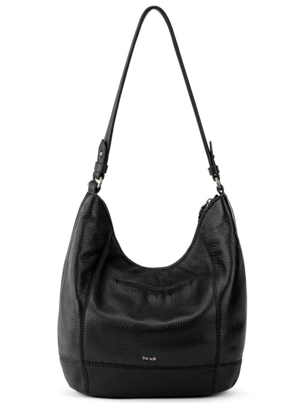 The Sak Sequoia Hobo Black Leather Boho Slouch Shoulder Bag w/Charms
